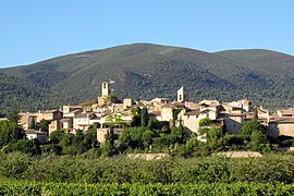View of Lourmarin with vineyards and orchards