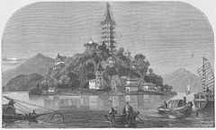 Golden Island on the Yangtze near Zhenjiang in Jiangsu, as it was in the mid-19th century[130]