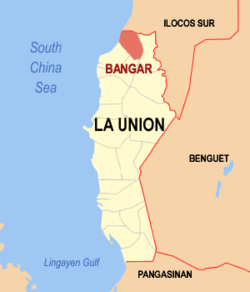 Map of La Union with Bangar highlighted