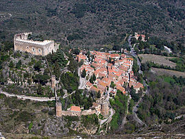 View of Castelnou and its castle