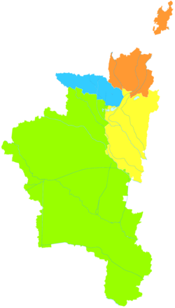 Suixi is the southernmost, largest division in this map of Huaibei