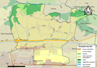 Carte en couleurs présentant l'occupation des sols.