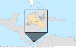 Map of the change to the United States in the Caribbean Sea on February 1, 1924