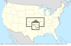 Map of the change to the United States in central North America on August 3, 1950