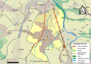 Carte en couleurs présentant l'occupation des sols.