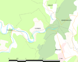 Mapa obce Corbès