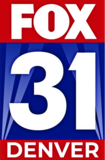 From top: a red box with a white Fox network logo above a white in a blue box with sublimated searchlights; and the word 