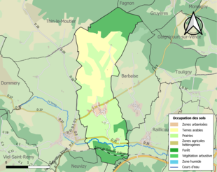 Carte en couleurs présentant l'occupation des sols.