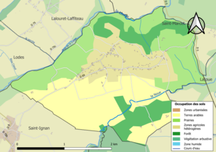 Carte en couleurs présentant l'occupation des sols.