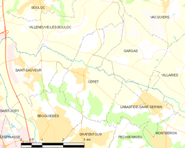 Mapa obce Cépet