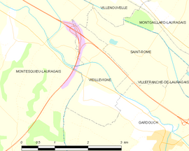Mapa obce Vieillevigne
