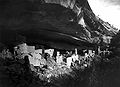 Image 14 Cliff Palace Photo credit: Gustaf Nordenskiöld An 1891 photograph of Cliff Palace, the largest cliff dwelling—a structure built within caves and under outcroppings in cliffs—in North America, located in what is now Mesa Verde National Park, Colorado, USA. There are about 150 rooms in the 288 ft (88 m) long structure, although only 25 to 30 of those were used as living space by Ancient Pueblo Peoples. it is estimated that the population of Cliff Palace was roughly 100–150 people. More featured pictures