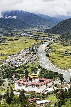 Aerial view of Paro