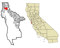 Location in San Mateo County and the state of California