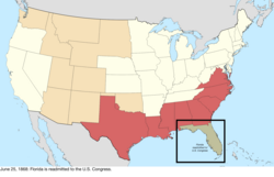 Map of the change to the United States in central North America on June 25, 1868