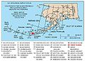 Aleutian Arc, amb les dues formes d'arcs, oceànc i continental.