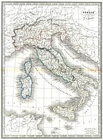 Old map of Italian peninsula