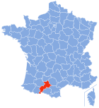 Posizion del dipartiment Haute-Garonne in de la Francia