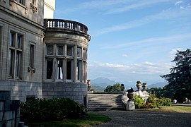 The view across the Pyrenees from the Château de Valmirande.jpg