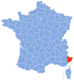 Localizacion de lu Aups Maritims en França