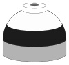 Illustration of cylinder shoulder painted in black (lower) and white (upper) bands for a mixture of oxygen and nitrogen.