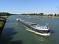 Cargo ships on the straightened Upper Rhine near Karlsruhe