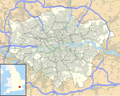 Mapa konturowa Wielkiego Londynu, u góry po prawej znajduje się punkt z opisem „Havering-atte-Bower”