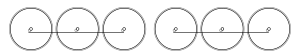 Diagram of six driving wheels in two trios, each trio joined by coupling rods