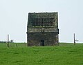 Ruined doocot at Newbigging near Aberdour, Scotland, revealing the nesting boxes