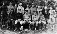 Officers of 3rd Battalion, The Royal Fusiliers (City of London Regiment), at Battalion Training at Tucker's Town, Bermuda, 1905. Bermuda's climate means heavier temperate uniforms were by armed forces and police personnel and are worn for much of the year.