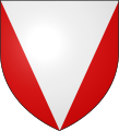 ショーセ Argent, chaussé Gules. 又は Per pile reversed Argent and Gules.