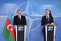 Stoltenberg and Azerbaijani President Ilham Aliyev in Brussels, 23 November 2017