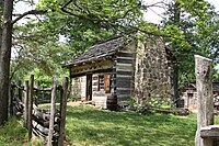 Log cabin in the woods