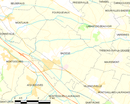 Mapa obce Baziège