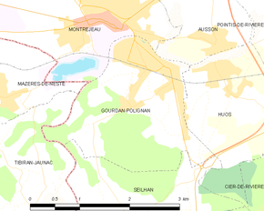 Poziția localității Gourdan-Polignan