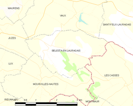 Mapa obce Bélesta-en-Lauragais