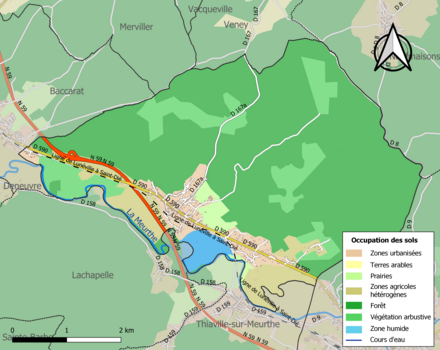 Carte en couleurs présentant l'occupation des sols.