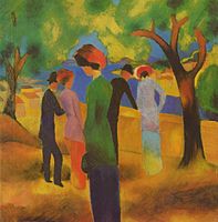 August Macke, Merch mewn Siaced Wyrdd, 1913