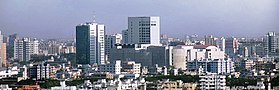 Dhaka Landmarks (Clockwise from top): National Assembly, Skyline of Motijheel, Baitul Mukarram Mosque, Rickshaws, Ahsan Manjil, Shaheed Minar, Skyline of Karwan Bazar