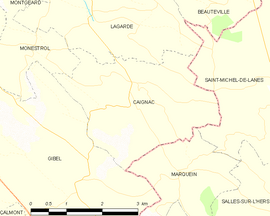 Mapa obce Caignac