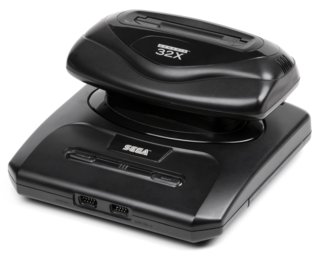 A Sega 32X attached to a model 2 Sega Mega Drive