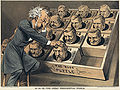 Image 30"The Great Presidential Puzzle": This chromolithograph cartoon about the 1880 Republican National Convention in Chicago shows Roscoe Conkling, leader of the Stalwarts of the Republican Party, playing a puzzle game. All blocks in the puzzle are the heads of the potential Republican presidential candidates. The cartoon parodies the famous 15 puzzle. Image credit: Mayer, Merkel, & Ottmann (lithographers); James Albert Wales (artist); Jujutacular (digital retouching) (from Portal:Illinois/Selected picture)