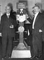 Image 17Max Skladanowsky (right) in 1934 with his brother Eugen and the Bioscop (from History of film technology)