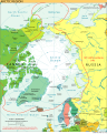 Image 34The Arctic region; of note, the region's southerly border on this map is depicted by a red isotherm, with all territory to the north having an average temperature of less than 10 °C (50 °F) in July. (from Arctic Ocean)