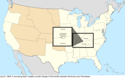 Map of the change to the United States in central North America on July 6, 1859