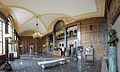 Panoramic view of the interior of Olin Library, Wesleyan University