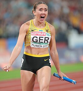 Rebekka Haase in actie tijdens de EK van 2022 in München.