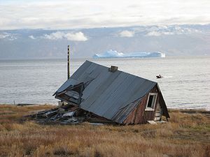 A house in 2008, 36 years after the settlement was abandoned. The house was damaged by the 2000 tsunami.