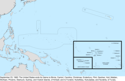 Map of the change to the United States in the Pacific Ocean on September 23, 1983