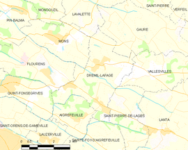 Mapa obce Drémil-Lafage